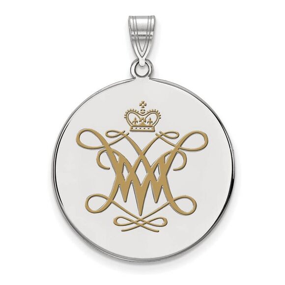 Sterling Silver William and Mary XL Enamel Disc Pendant